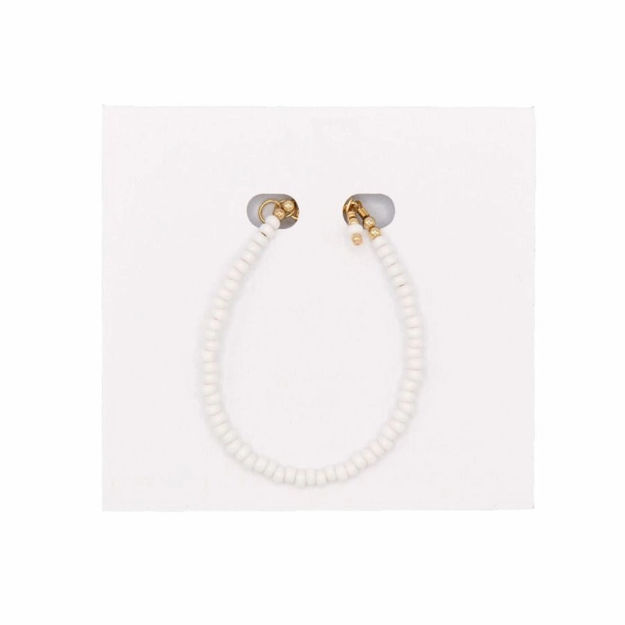 14K Gold Filled Bracelet - Mini Opaque White