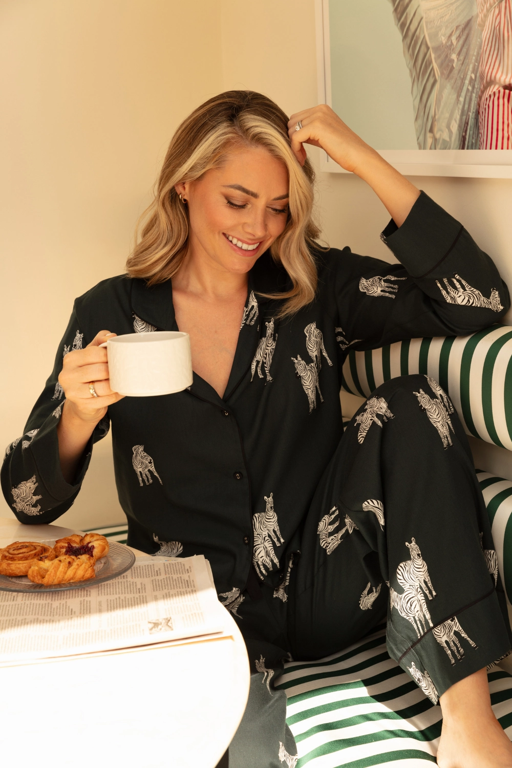 Blake Zebra Print Pyjama Top, Size UK 8