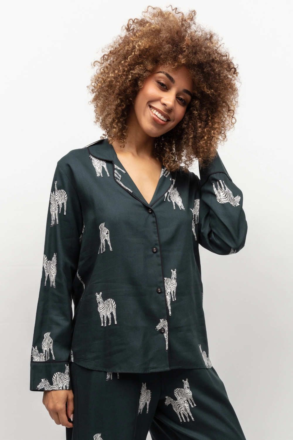 Blake Zebra Print Pyjama Top, Size UK 8