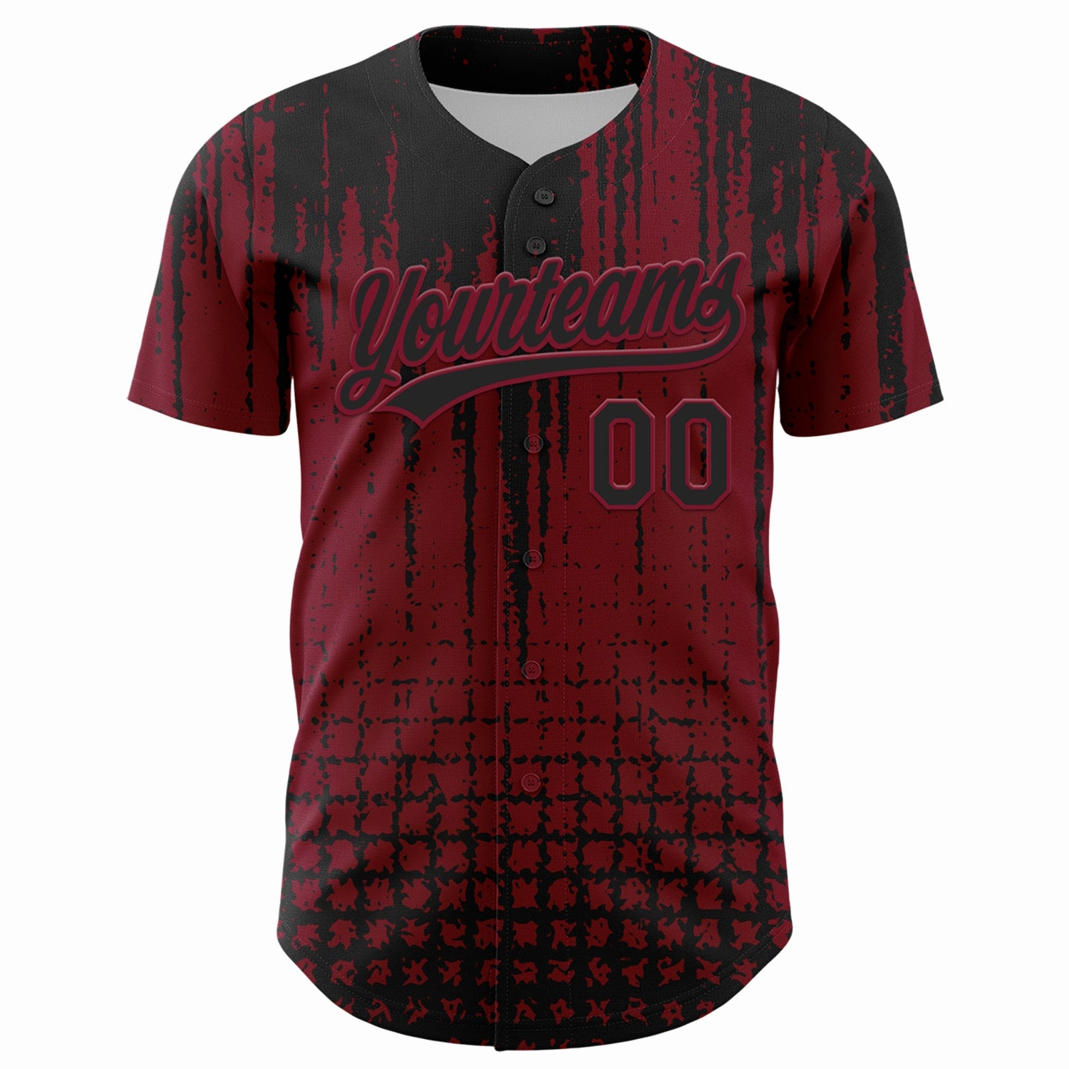 Custom Crimson Black 3D Pattern Design Abstract Shape Authentic Baseball Jersey