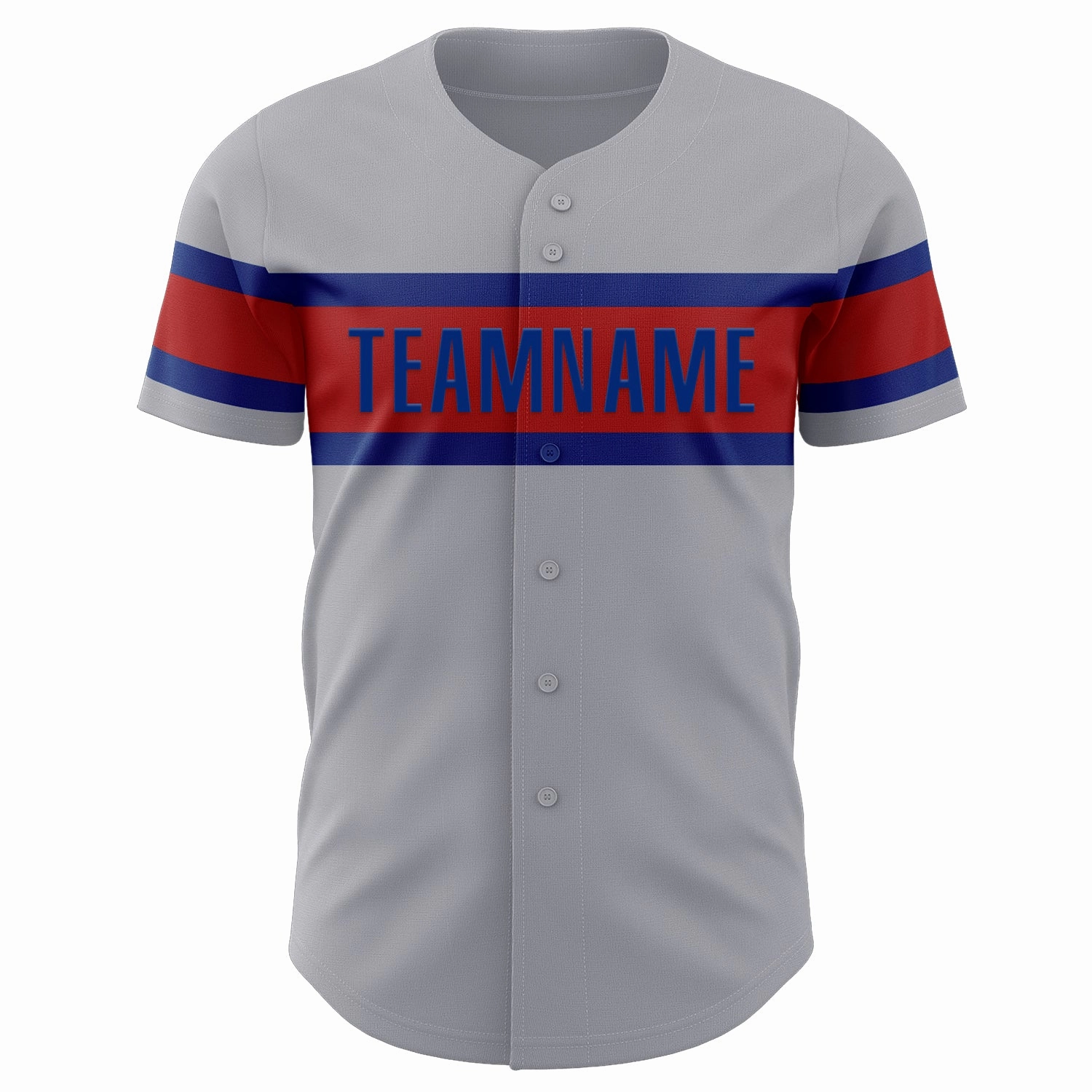Custom Gray Royal-Red Authentic Baseball Jersey