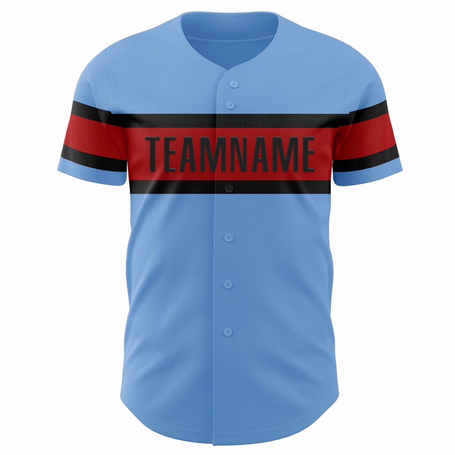 Custom Light Blue Red-Black Authentic Baseball Jersey