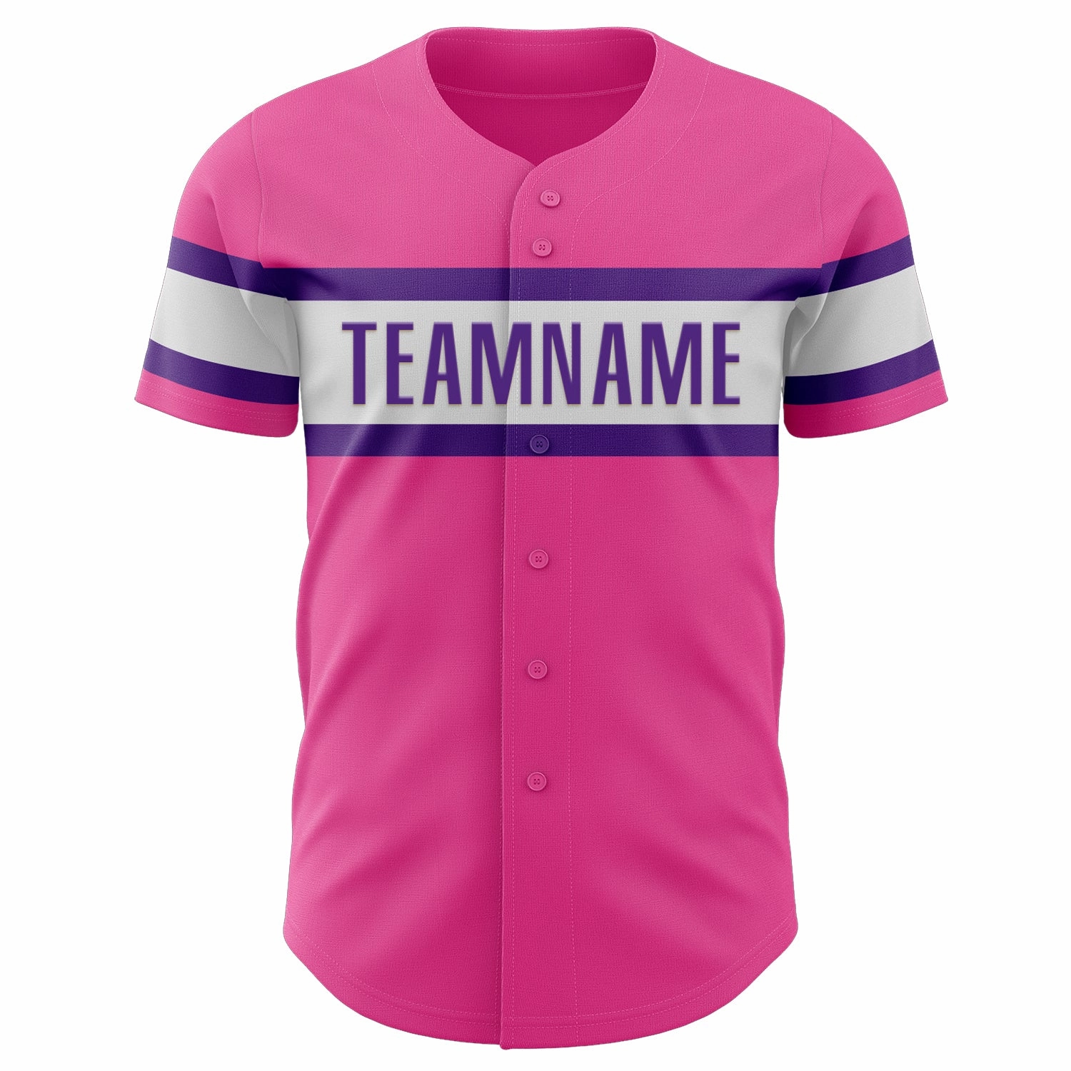 Custom Pink White-Purple Authentic Baseball Jersey
