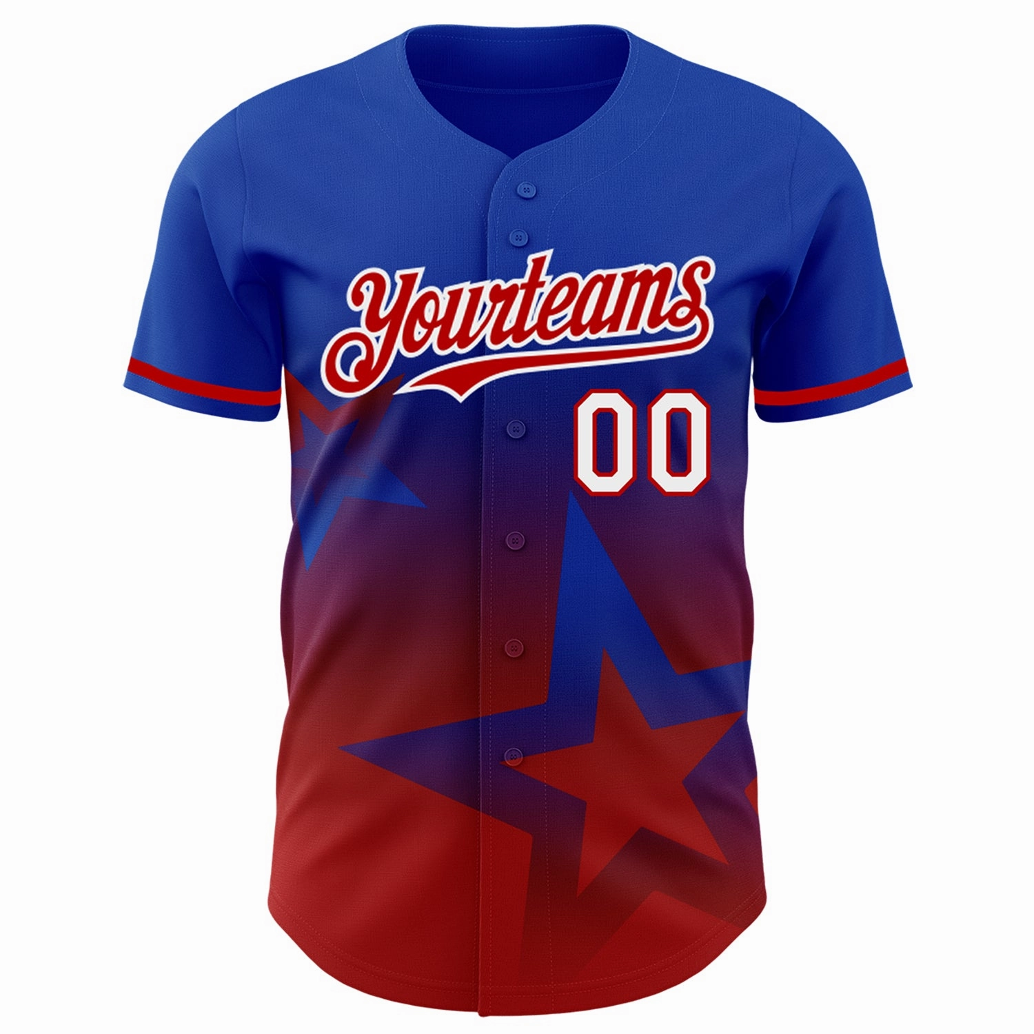 Custom Thunder Blue Red-White 3D Pattern Design Gradient Style Twinkle Star Authentic Baseball Jersey