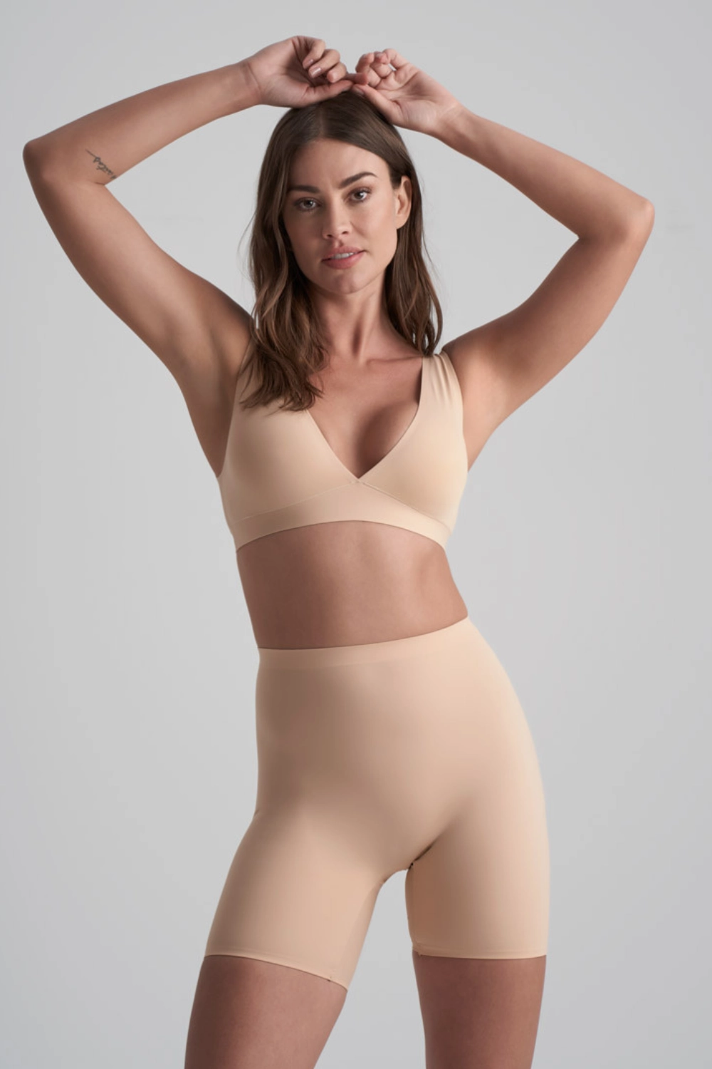 Deep Plunge Bra in Beige