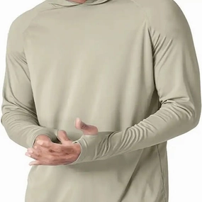 FAS Pro Men's UPF 50  Sun Protection Hoodie Shirt Long Sleeve Khaki