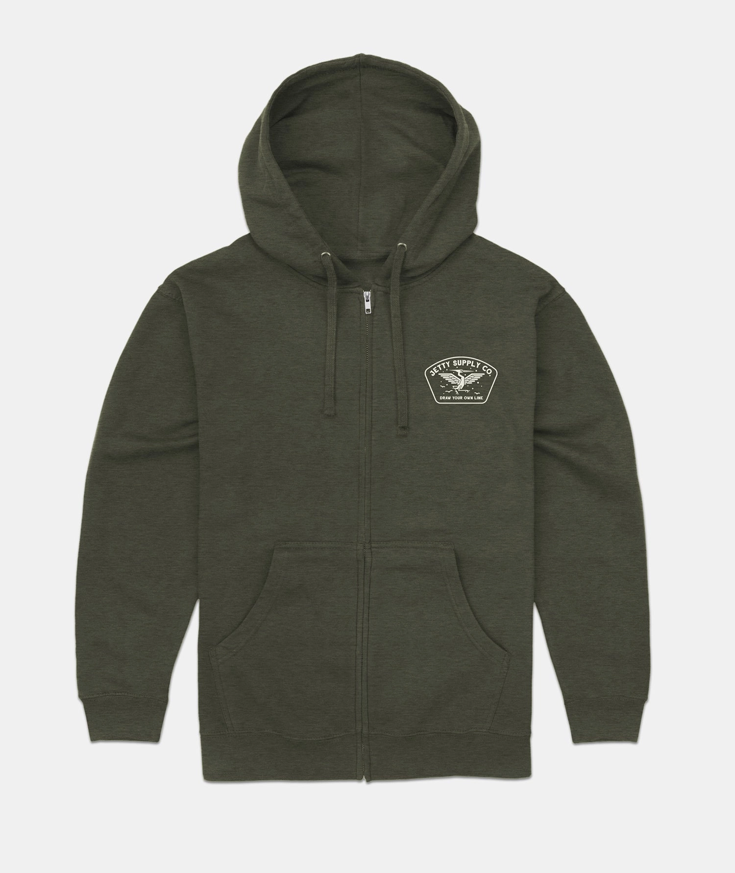 Heron Zip Up Hoodie - Military Green