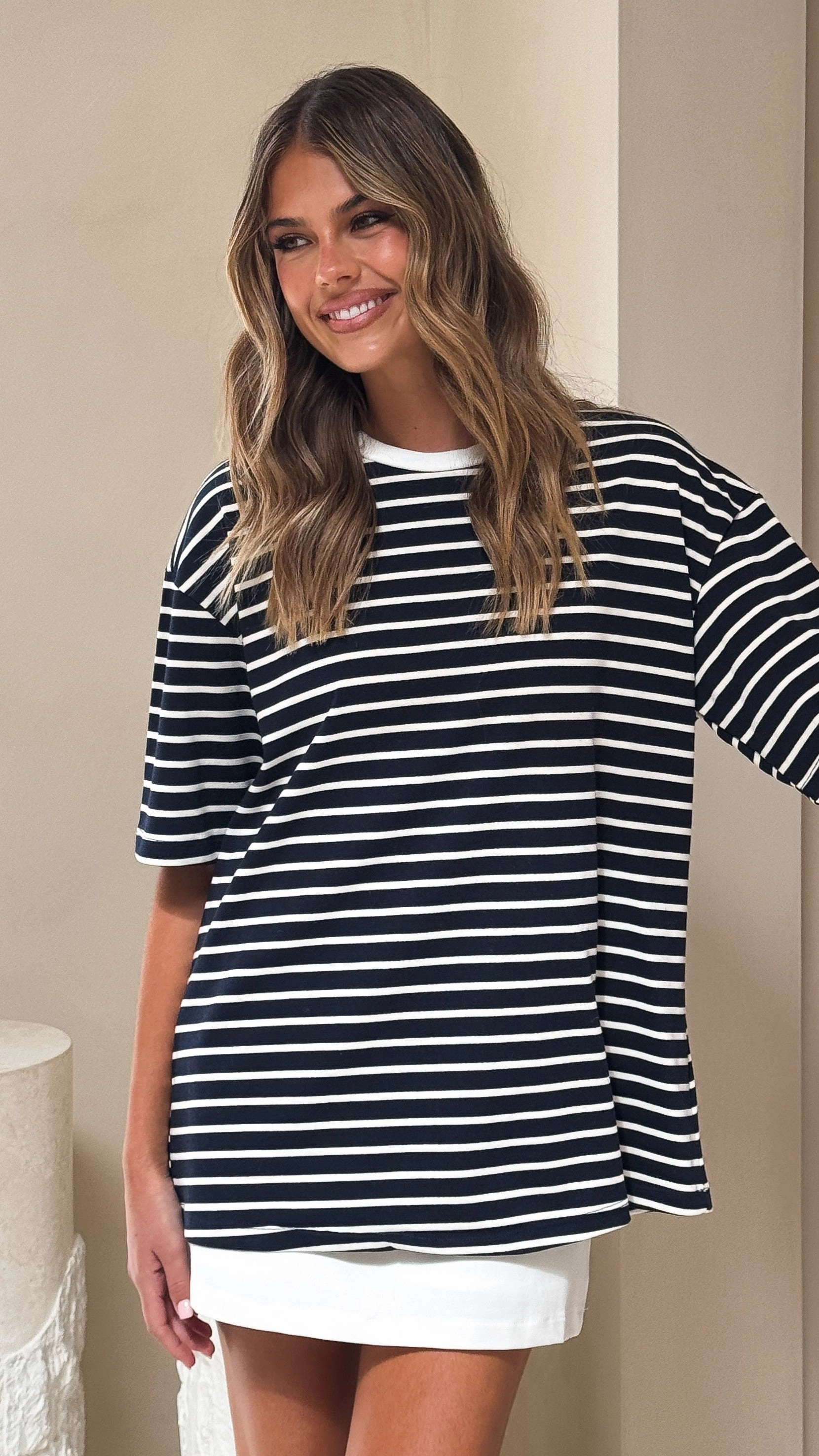 Jeto Oversized Tee - Navy/White