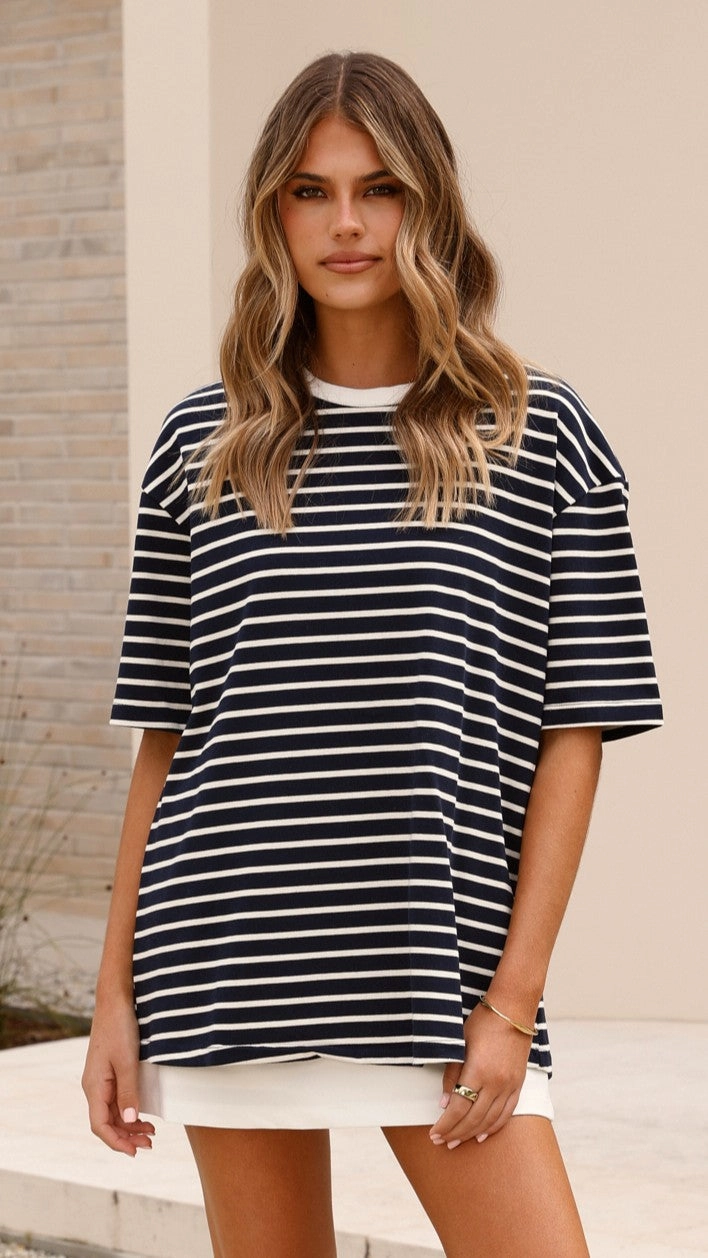 Jeto Oversized Tee - Navy/White