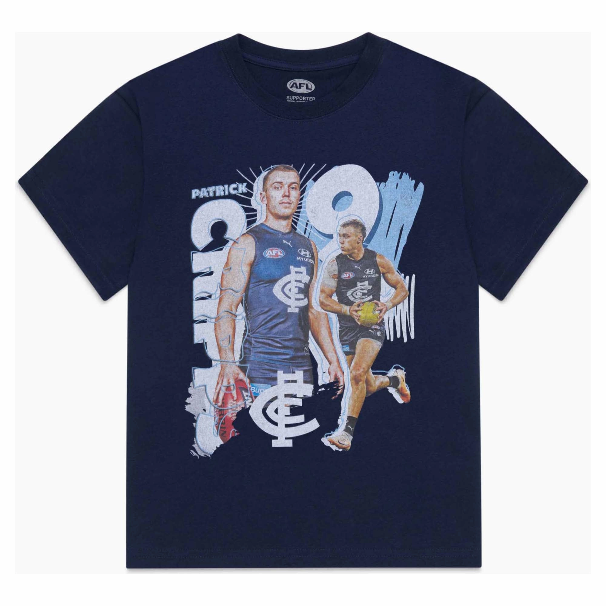 Junior's AFL Carlton Blues Football Club Patrick Cripps Landmark Player Tee