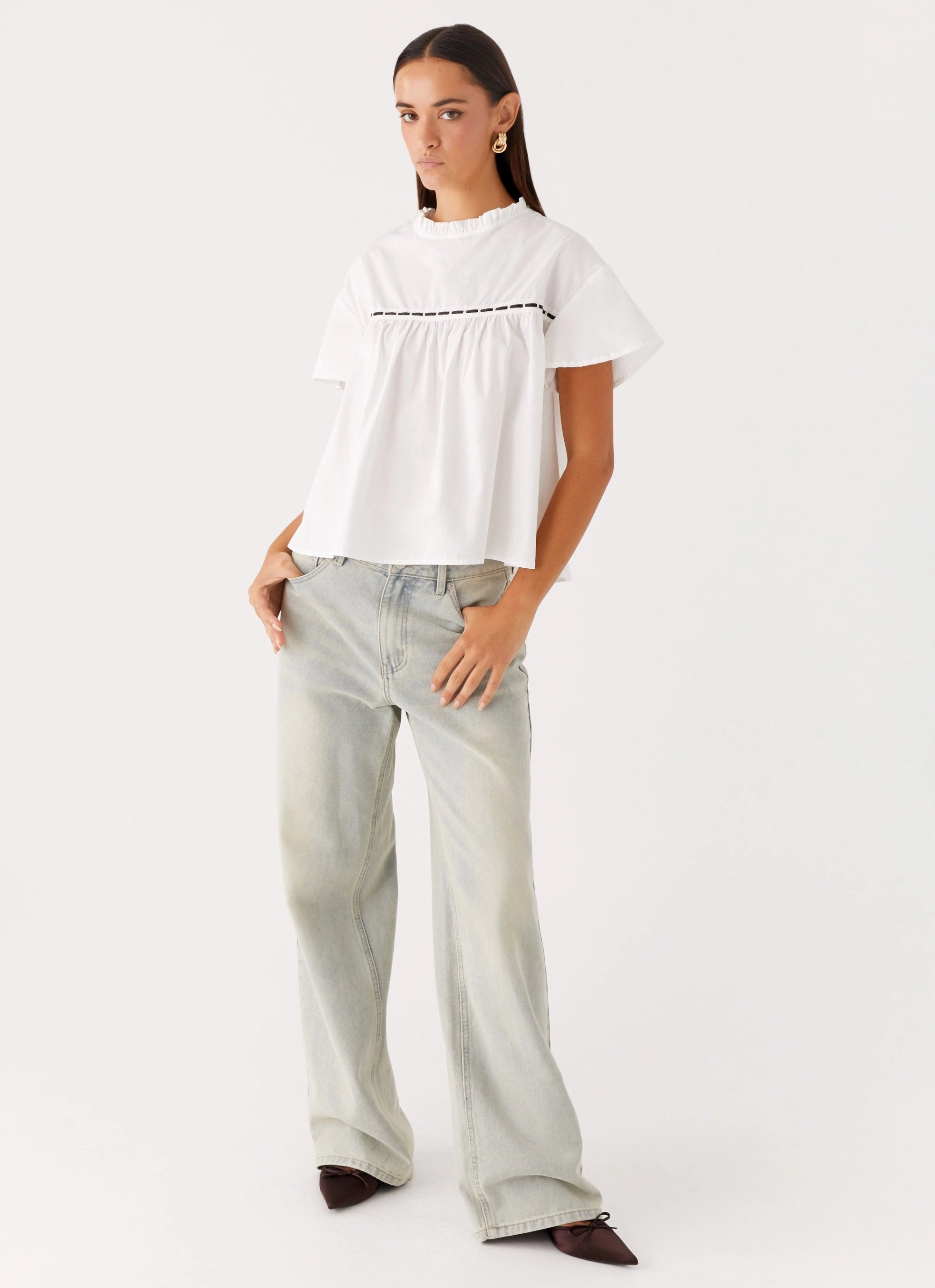 Lila Babydoll Top - White