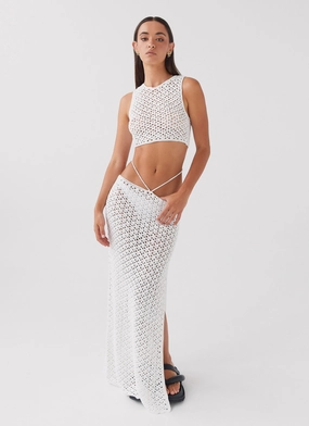 Mabel Bay Crochet Maxi Skirt - White