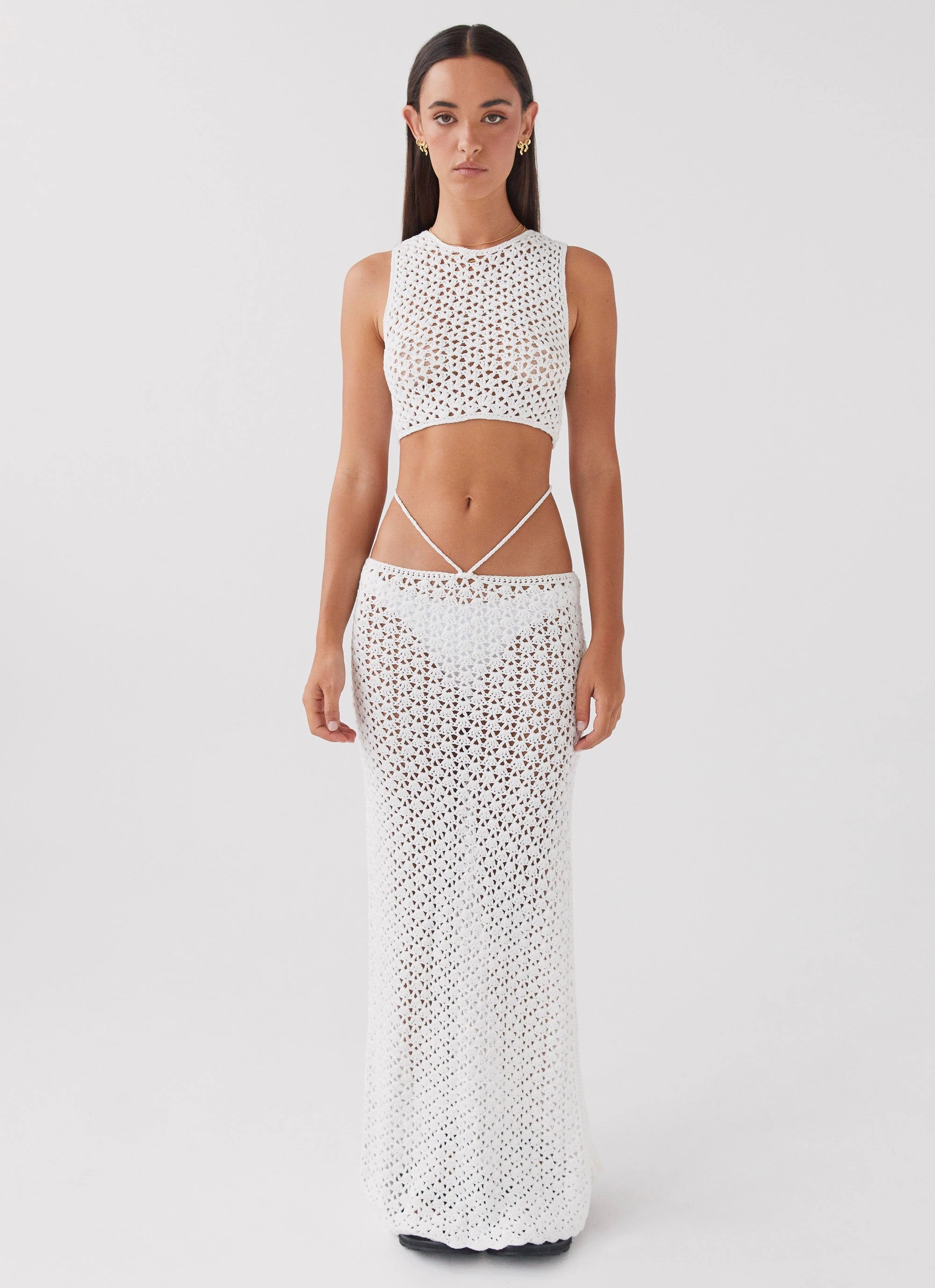 Mabel Bay Crochet Maxi Skirt - White