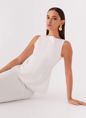 Mooney Linen Top - White