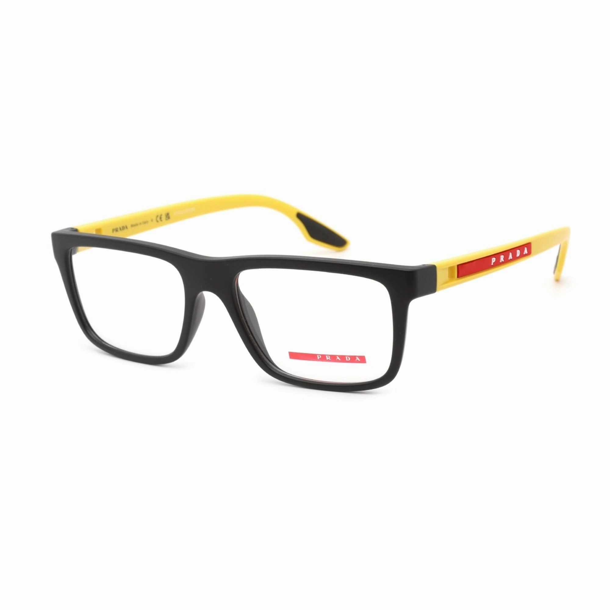 Prada Sport Men's Eyeglasses - Black Rubber Plastic Rectangular | 0PS 02OV 08W1O1