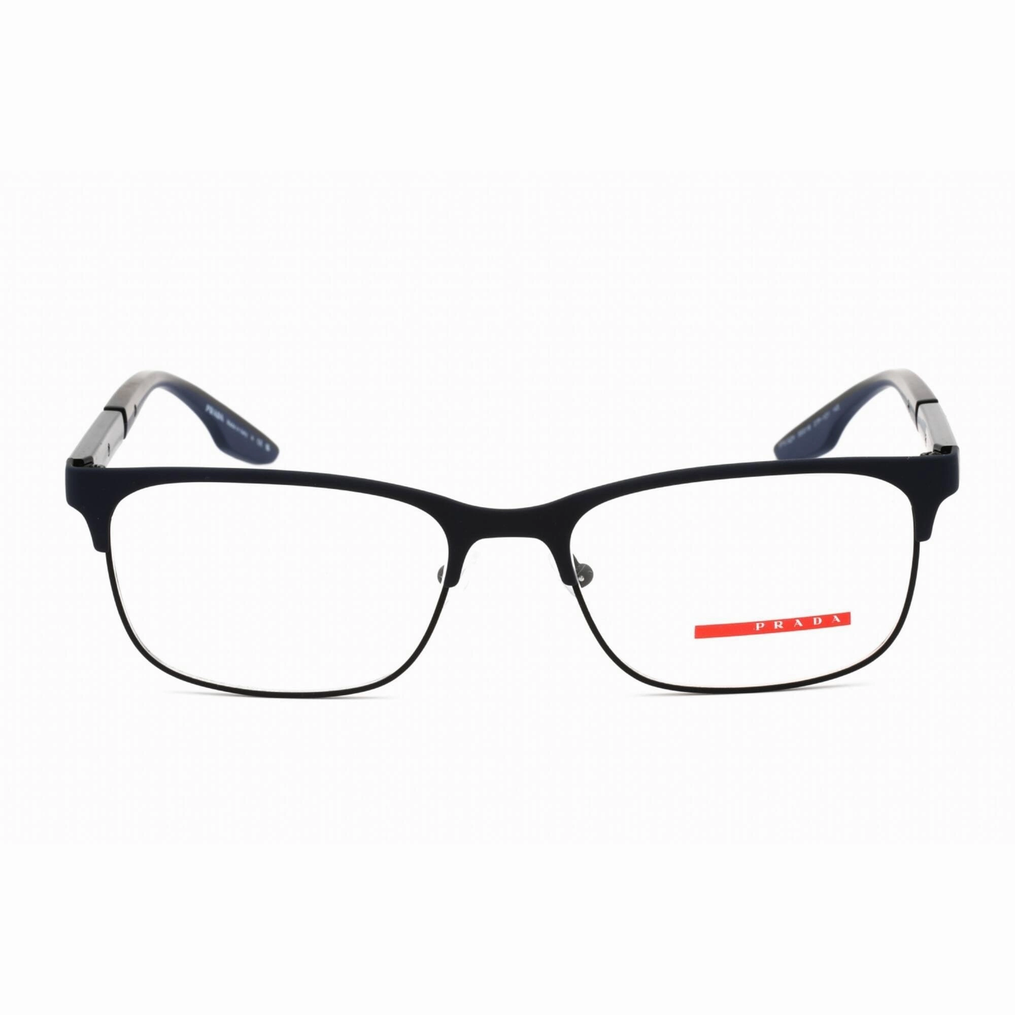 Prada Sport Men's Eyeglasses - Blue Rubber/Black Rubber Metal Frame | 0PS 52NV 07P1O1