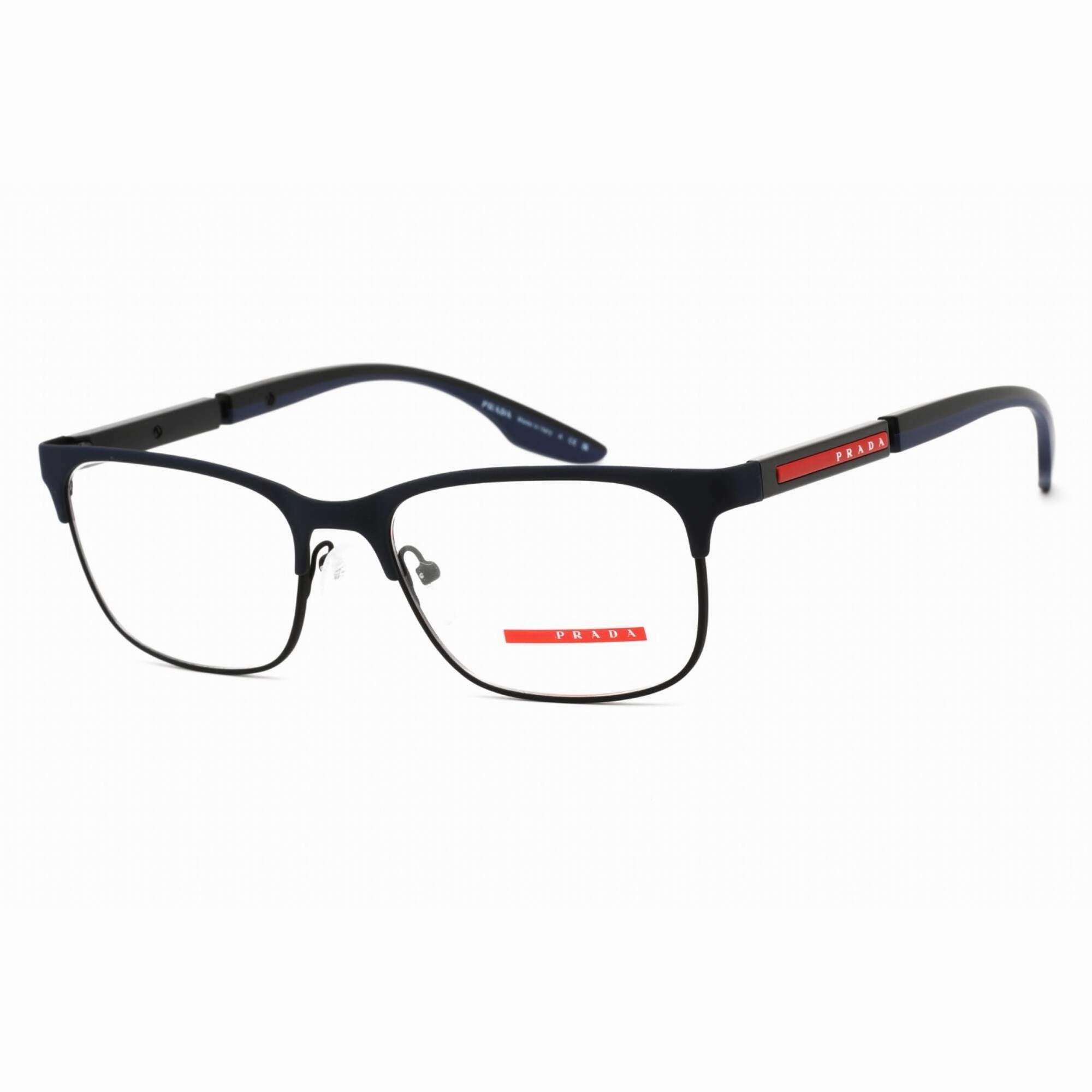 Prada Sport Men's Eyeglasses - Blue Rubber/Black Rubber Metal Frame | 0PS 52NV 07P1O1
