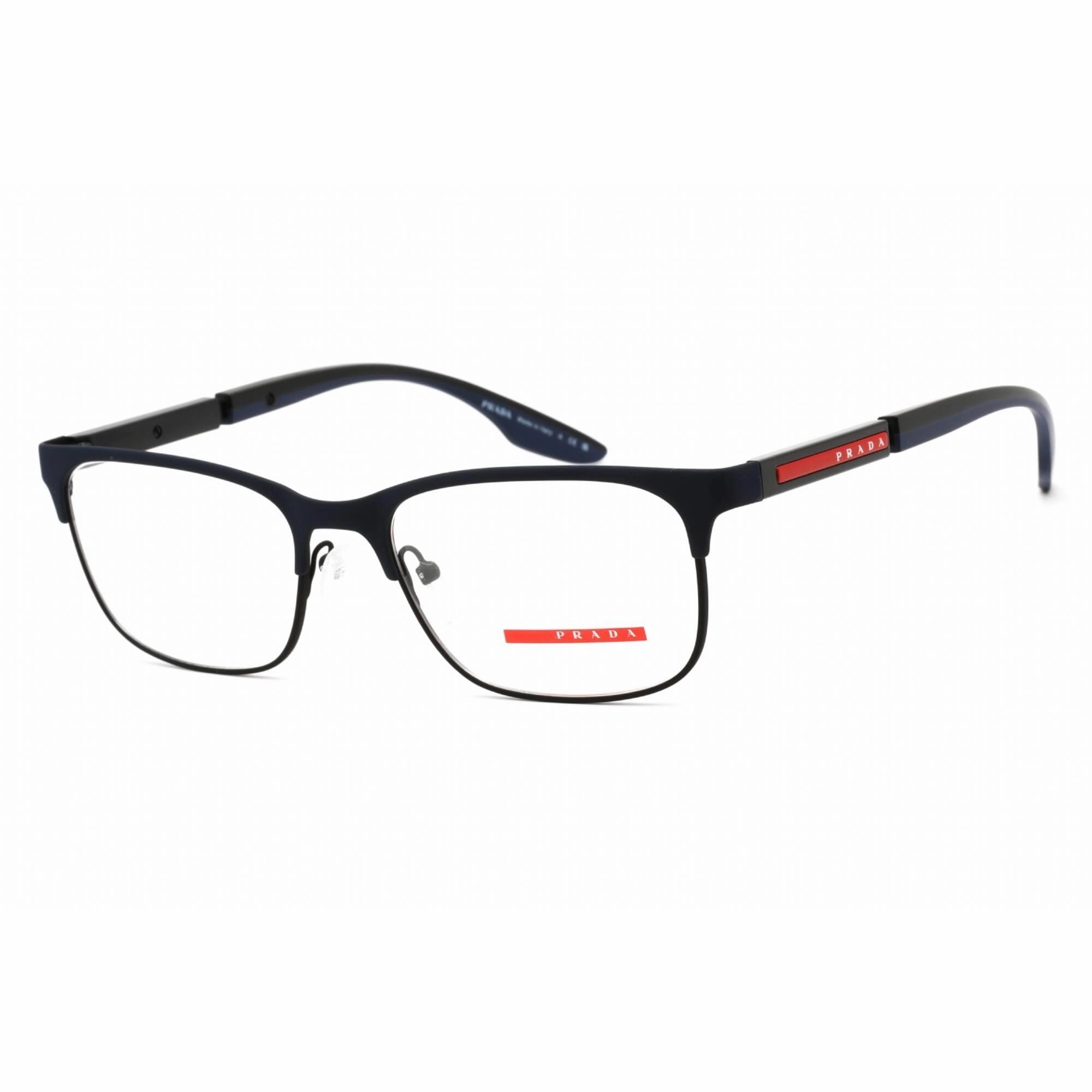 Prada Sport Men's Eyeglasses - Blue Rubber/Black Rubber Metal Frame | 0PS 52NV 07P1O1
