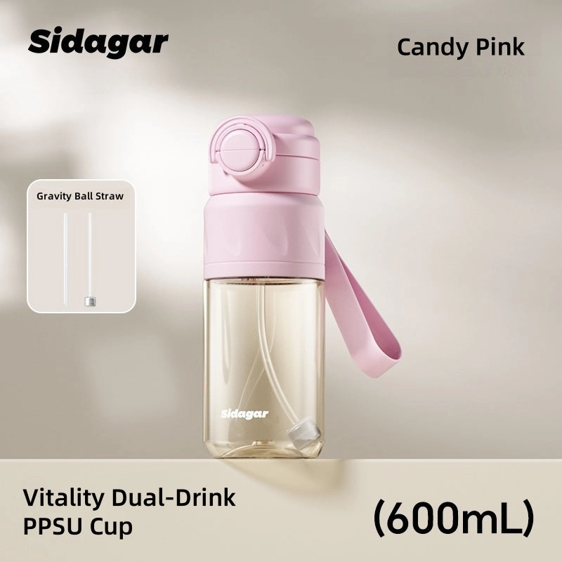 Sidagar Dual-Drink PPSU Water Bottle for Maternity - 600mL BPA-Free, Heat-Resistant, Anti-Spill with Gravity Straw & Dual Modes