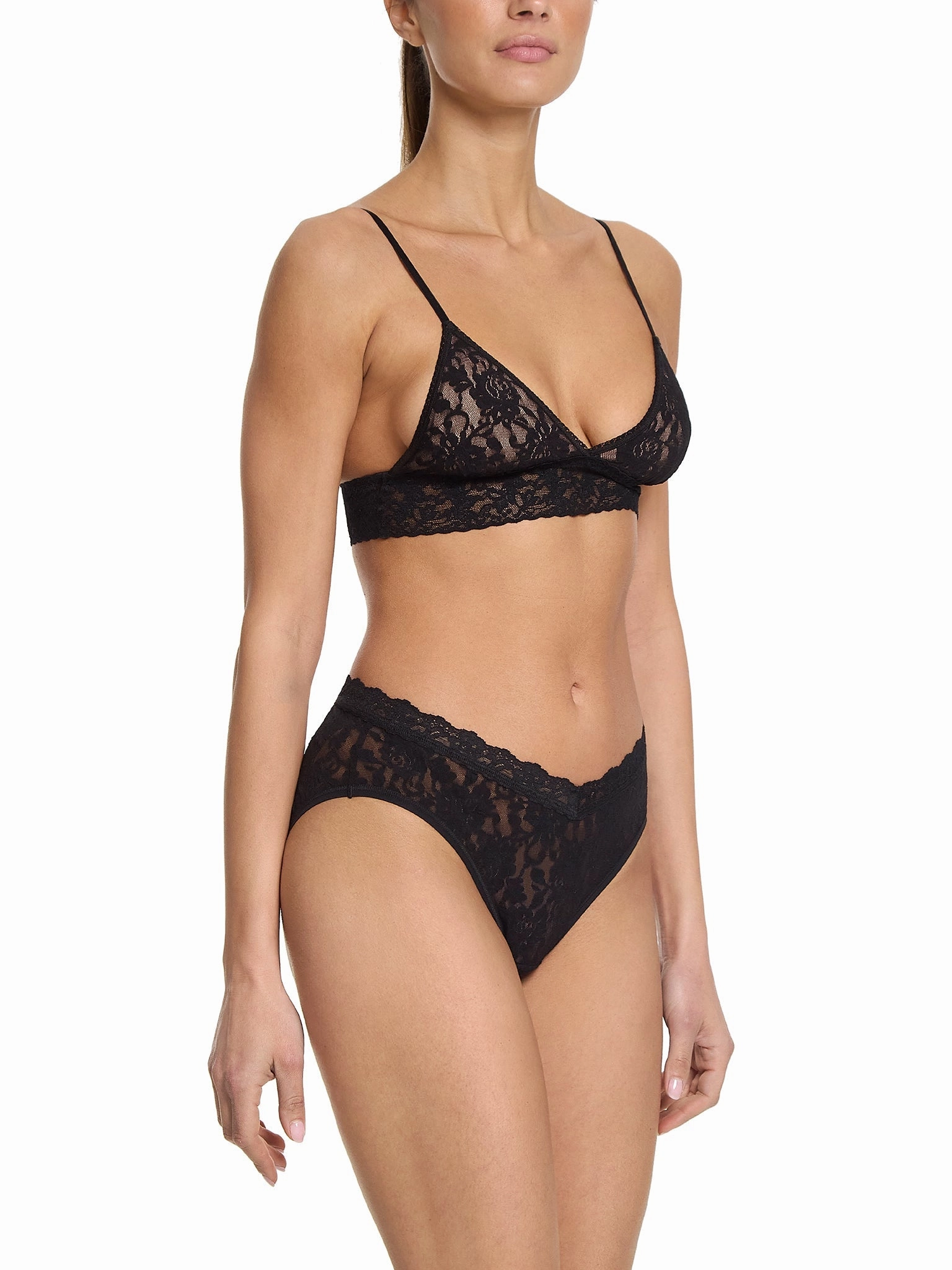 Signature Lace® V-Front High Cut Brief Black