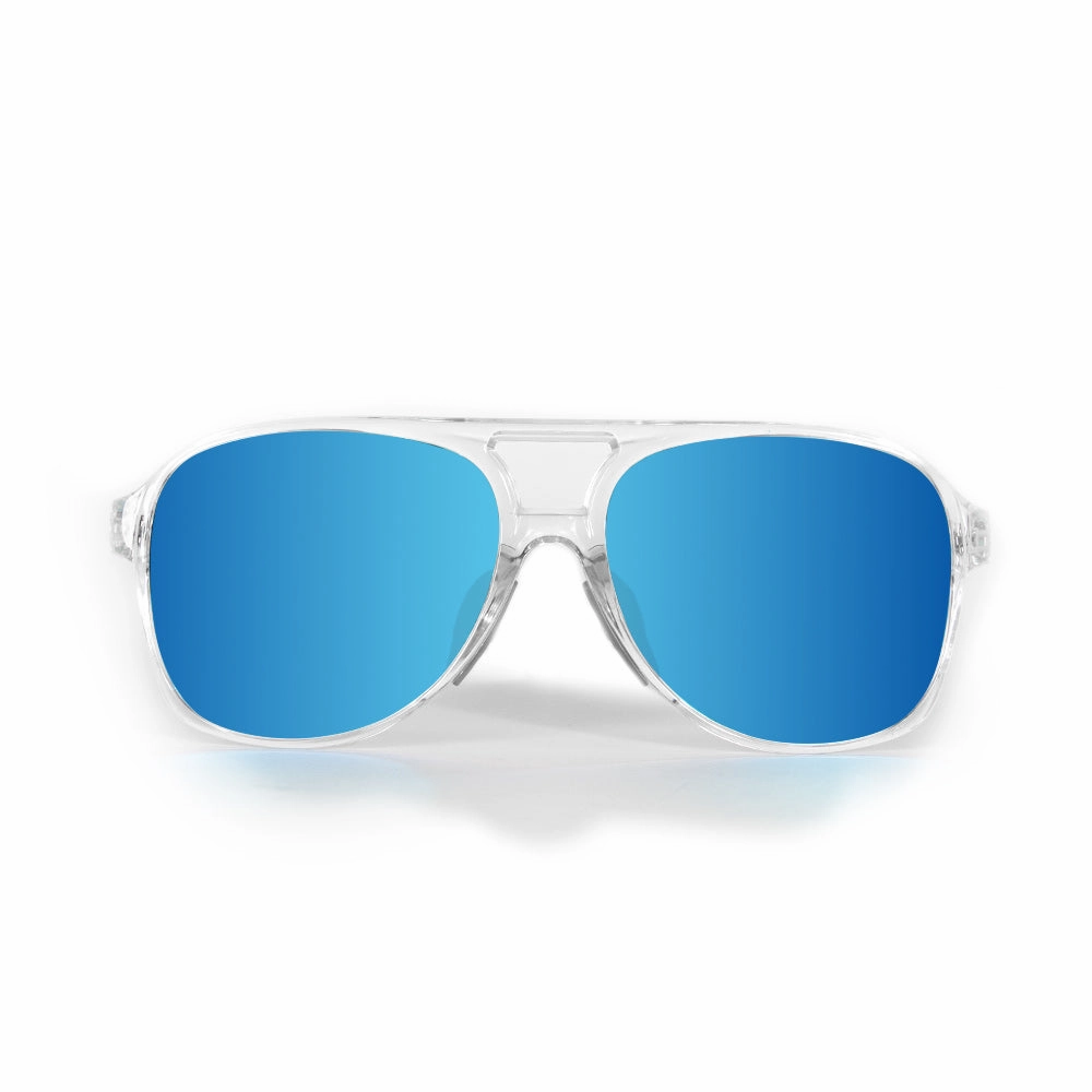 Sport Aviator Sunglasses | Clear | Aqua Mirror