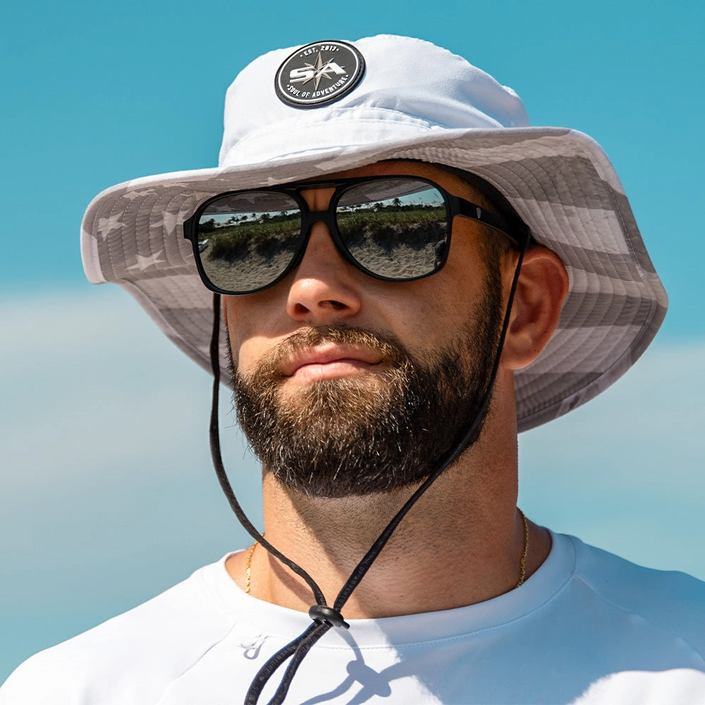 Sport Aviator Sunglasses | Matte Black | Silver Mirror