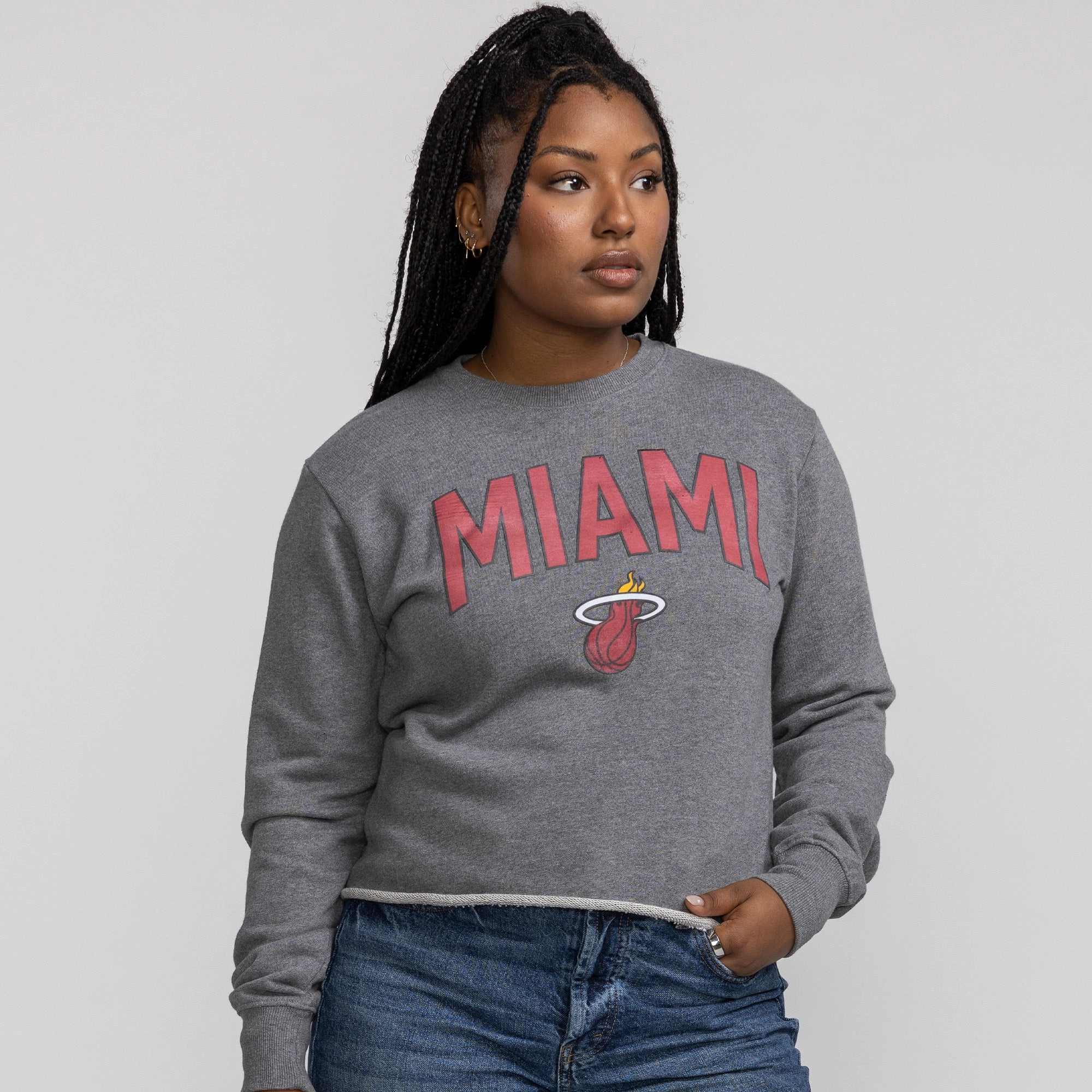 Sportiqe Miami HEAT Women's Grey Crewneck