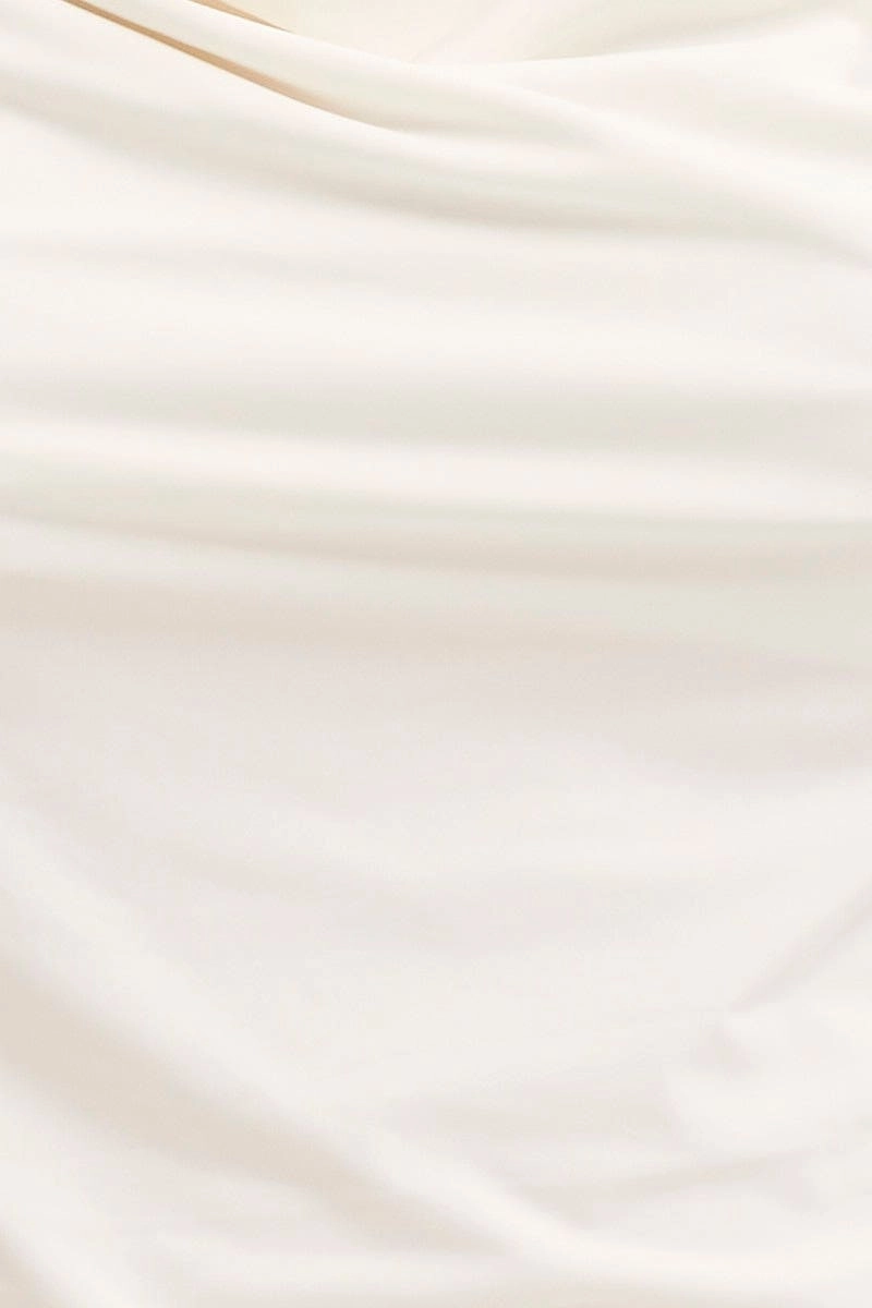 White Dip Hem Cowl Neck Top