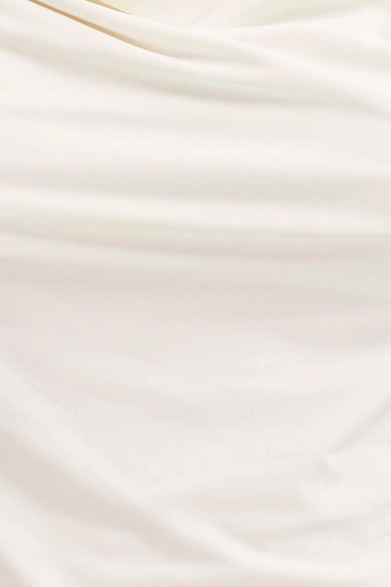 White Dip Hem Cowl Neck Top
