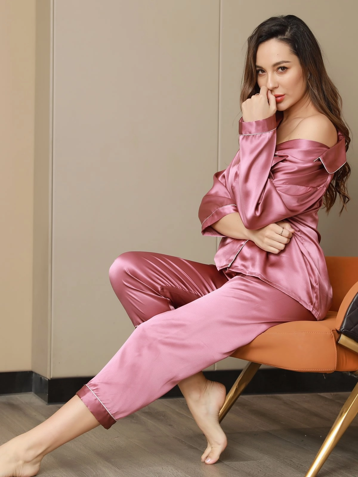 Women's Long Sleeve Pure Silk Pajamas Set