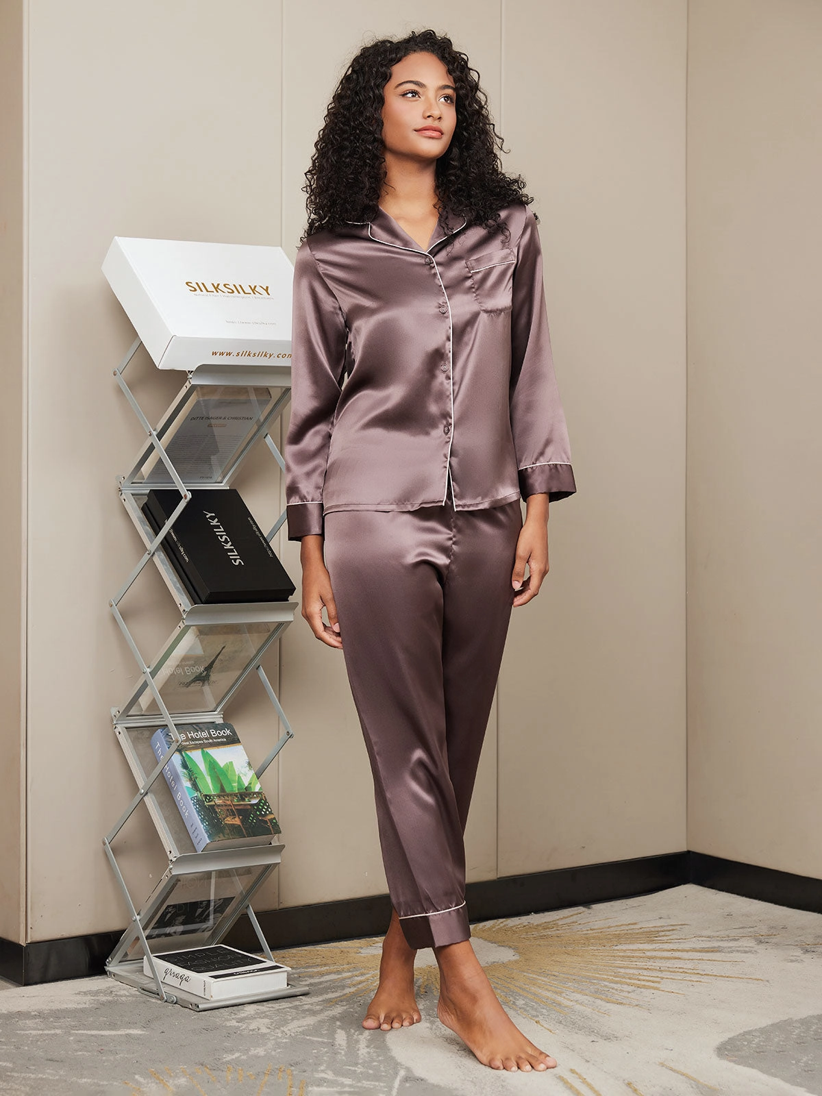 Women's Long Sleeve Pure Silk Pajamas Set